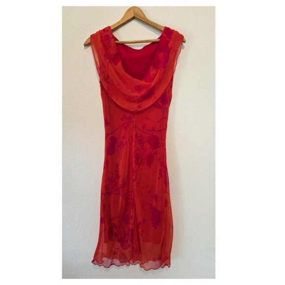🔥 Vintage La Belle Red Sheer Floral Slip Dress – Made in USA 🔥 - Picture 2 of 7